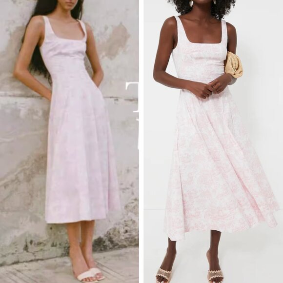 NEW STAUD Wells Midi Dress Sz10 Cherry Blossom Toile Classic Party Wedding - Picture 1 of 7